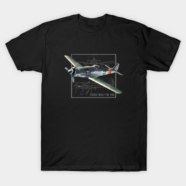 Focke-Wulf Fw 190 | WW2 Fighter Plane T-Shirt by Jose Luiz Filho